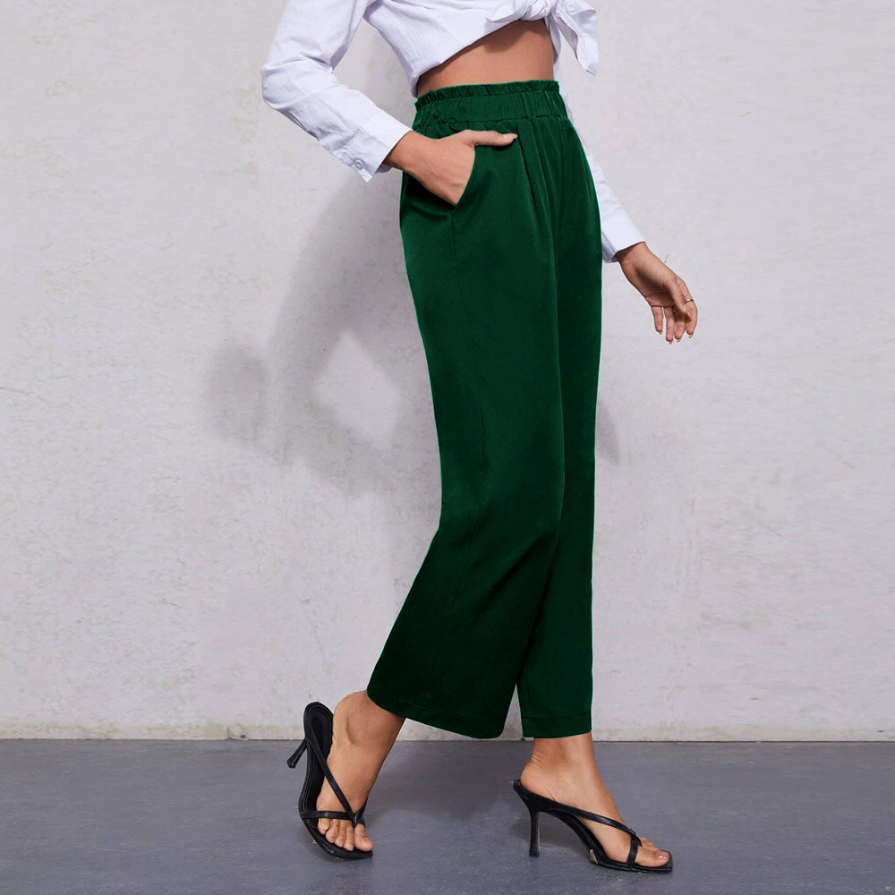 popular summer new New  ins popular women's clothing simple waist straight nine-point versatile casual pants