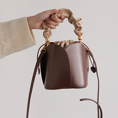 VLOVELAW Spring/Summer New Bucket Bag Special-Interest Design Vegetable Basket Bag Retro High-Grade Petal Flower Portable Messenger Bag