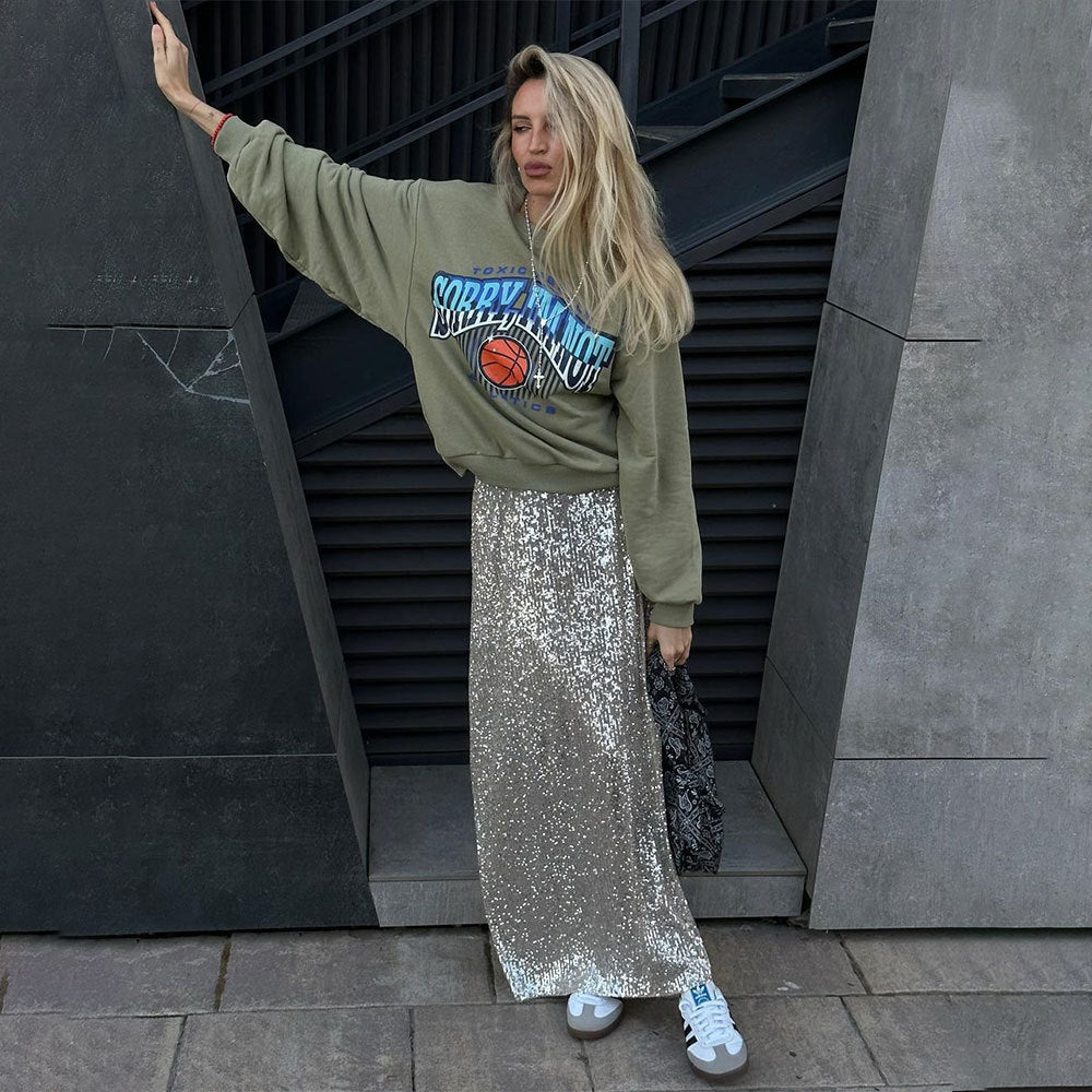 KKBOXLY Cross-border sequined skirt Europe and America New new women's street trend long sexy spice girl sequined skirt