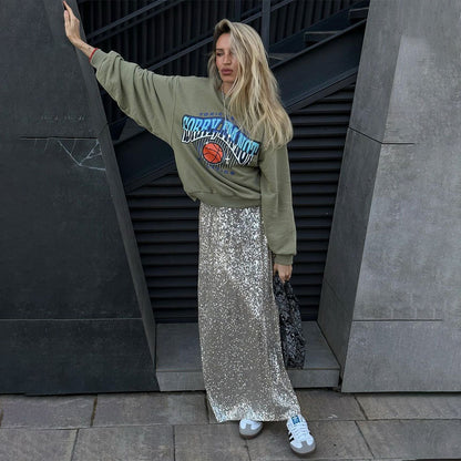 KKBOXLY Cross-border sequined skirt Europe and America New new women's street trend long sexy spice girl sequined skirt