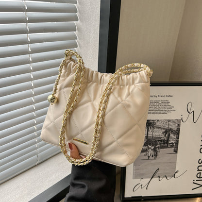 VLOVELAW 2025 Customized New explosive bags bags women's rhombus embroidery thread shoulder bucket bag high-end chain bag crossbody women's bag