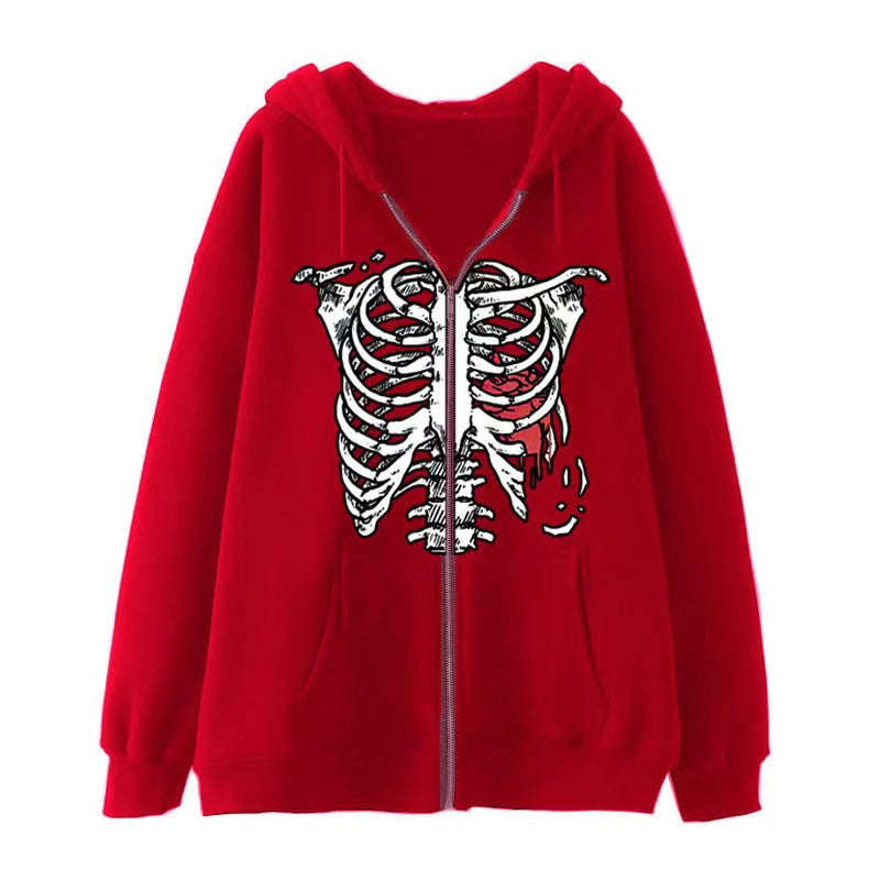 VLOVELAW 2025 Popular and  Diablo Skull Sweatshirt Men's and Women's Hoodies Goth Couple Harajuku Large Size Zipper Sweater
