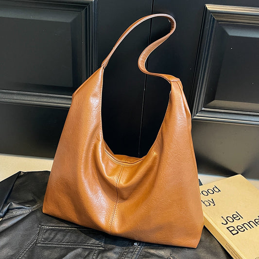 VLOVELAW 2025 Retro women's large-capacity underarm bag popular new casual shoulder shopping bag niche design commuter tote bag