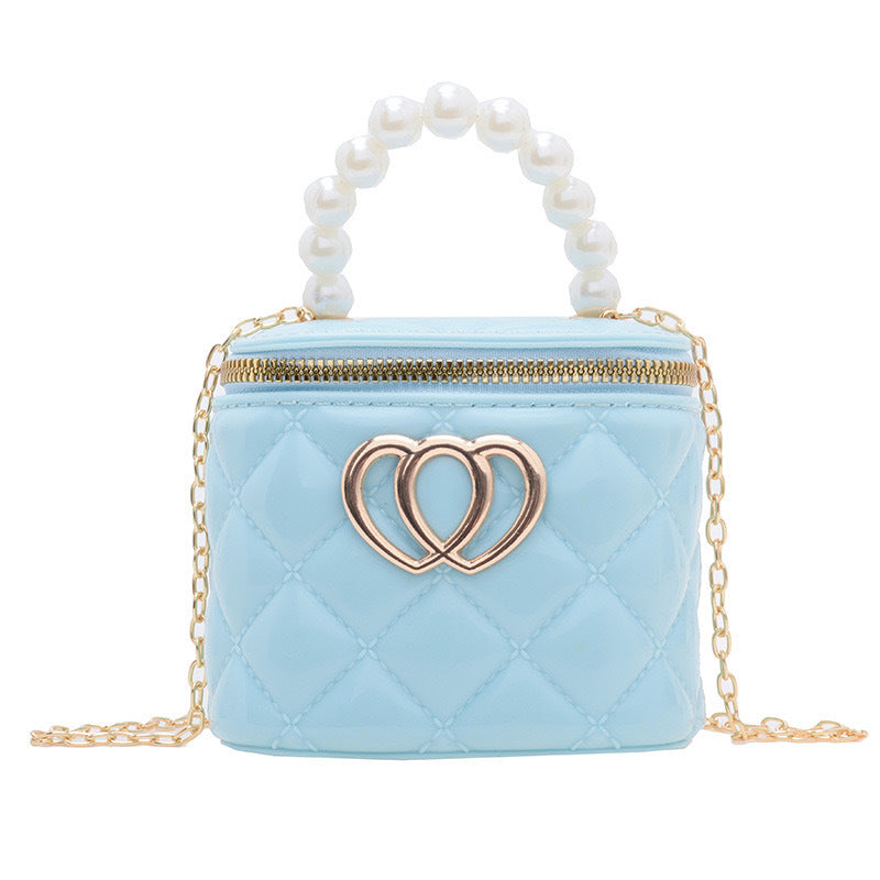 VLOVELAW Pearl Gel Bag DIY Bag Lion Ridge Bucket Bag PVC Crossbody Women's Bag Rhombus Chain Bag Women's Handbag