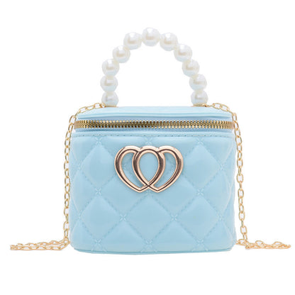 VLOVELAW Pearl Gel Bag DIY Bag Lion Ridge Bucket Bag PVC Crossbody Women's Bag Rhombus Chain Bag Women's Handbag