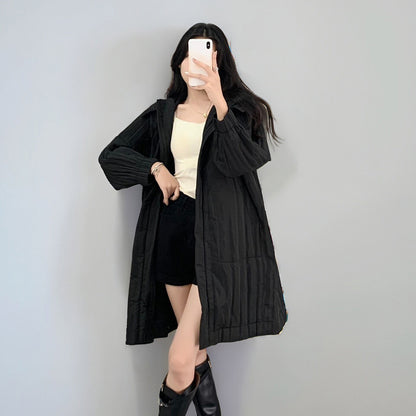 2025 Cotton jacket down jacket women's high-end women's small medium and long pleated new loose versatile pleated cotton coat