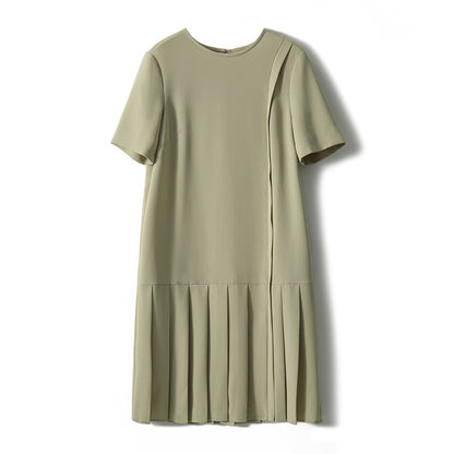 2025 Premium triacetic acid dress 4 colors, high-end pleated skirt  women's summer medium and long  retro