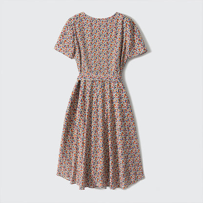 2025 Gentle floral skirt, high sense  new printed summer women's clothing lace-up A-word medium and long dress summer