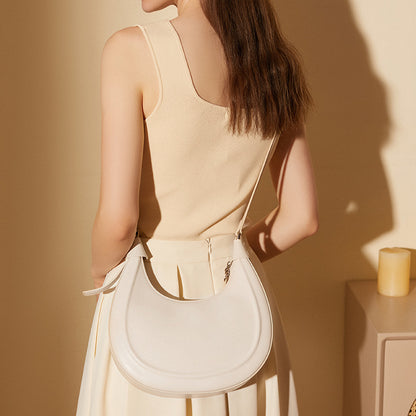 VLOVELAW 2025 Internet celebrity high-end cowhide half-moon bag fashion crescent armpit bag popular new leather casual shoulder messenger bag