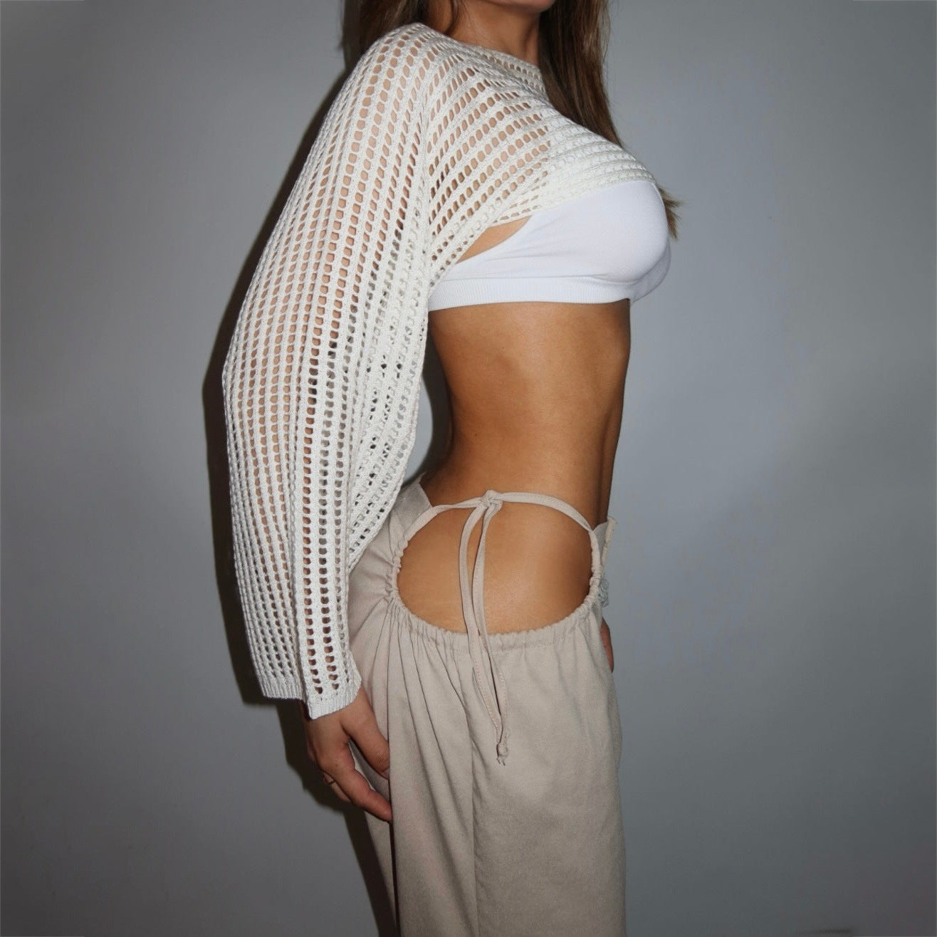 2025 street fashion hollowed-out design strappy straight casual pants spring and summer new multi-pocket casual pants women's