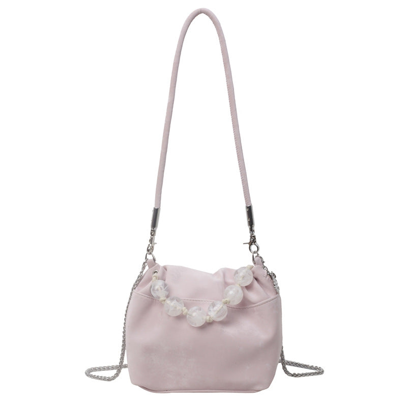 VLOVELAW 2025 Korean version of niche portable pearl fashion commuter messenger bag women's popular new trendy versatile high-end bucket bag