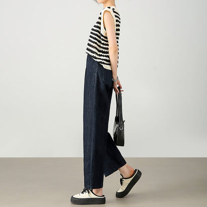 2025  Retro fashion wide-leg jeans women's spring new loose and thin age-reducing versatile comfortable dad pants