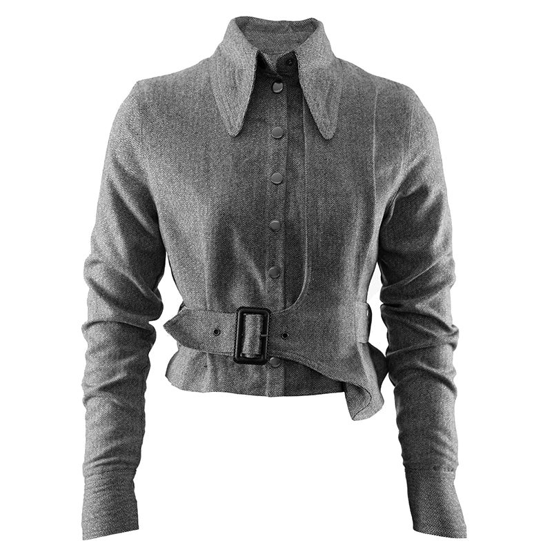 original designer, women's woolen short waist top, long-sleeved single-breasted jacket