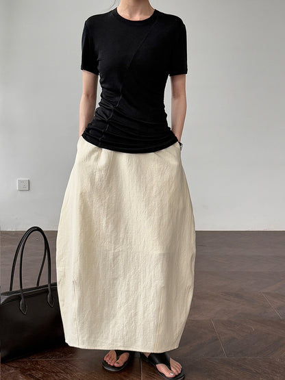 Luxi high elastic and thin~ Design sense irregular slim short sleeve women's summer light and thin Lyocell Tencel T-shirt 2687