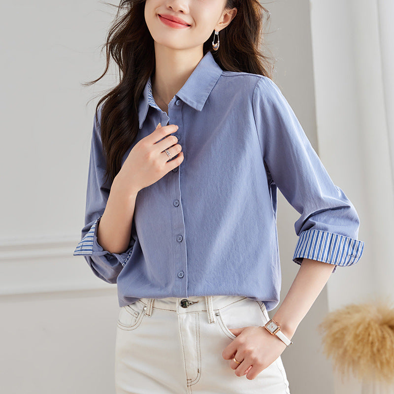 direct sales simple casual age-reducing shirt women's design sense niche loose and thin versatile top