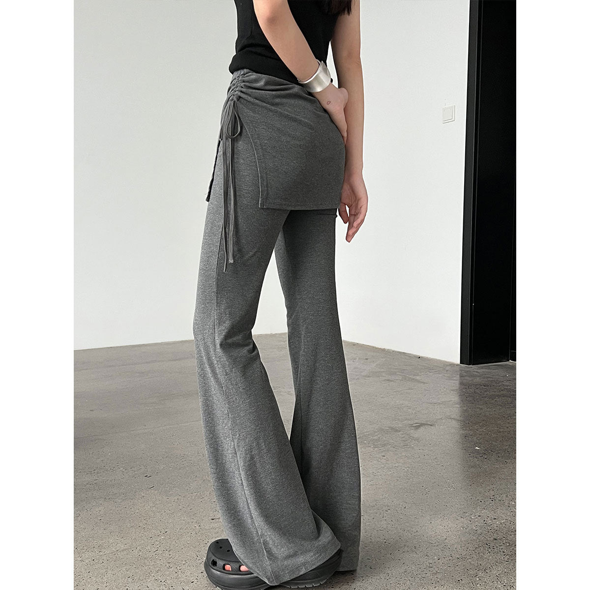 Luxi, casual fake two-piece high-waisted fart curtain slightly pulled pants women's summer new drape and thin trousers 2679
