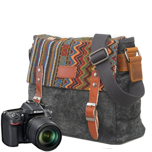 VLOVELAW 2025 Ethnic style SLR camera bag removal liner camera bag messenger bag micro single diagonal span bag drone small square bag