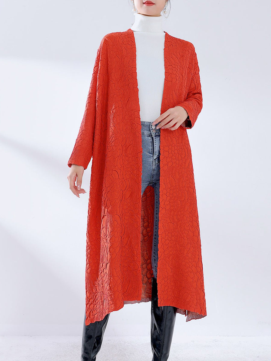 2025 New Popular trade extended trench coat women's high-end embroidery double-sided can wear Middle East robe coat women