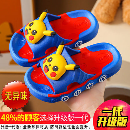 VLOVELAW Children's Slip-on Slippers Summer Boys and Girls Bathroom Bath Non-Slip Middle and Big Children's Home Parent Subnet Red Sandals