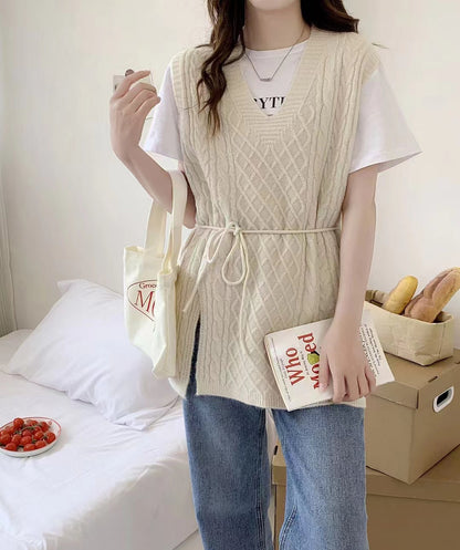 VLOVELAW Spring and Autumn Lazy Wind Knitting Waist Skinny Vest Hot Fashion Vest Stacked Wear Vest V-Neck Sweater Women