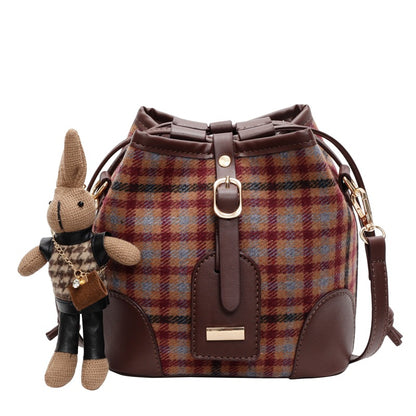 VLOVELAW 2025 This year's popular plaid bag women's popular new trend fashion niche design casual shoulder crossbody bucket bag