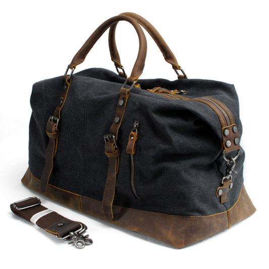 VLOVELAW 2025 Muchuan large-capacity men's hand-held travel bag, hot-selling canvas luggage bag in Popular and 2025, with the first layer of cowhide oblique span bag