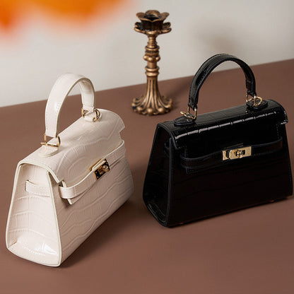 VLOVELAW 2025 Bag popular spring and summer new bag women's bag crossbody light luxury portable crocodile pattern Kelly bag cowhide small bag