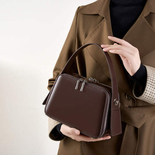 VLOVELAW 2025 25 spring and summer new niche design ear-hanging series commuter bag portable eaves bag leather women's bag commuter oblique span bag