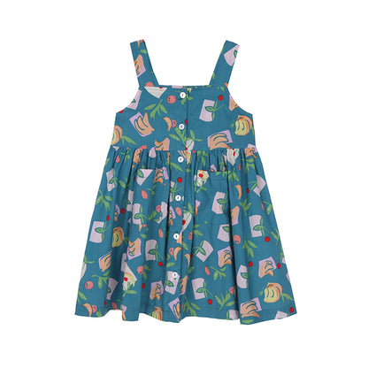 Girls' Summer Dress Thin Baby Summer Clothing Children's Summer Fruit Halter Skirt Children Princess Dress Western Style