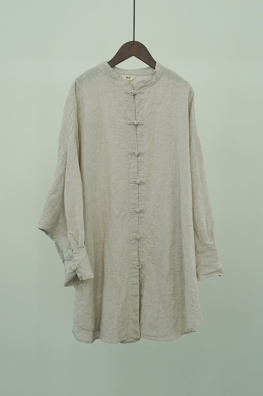 early autumn retro loose silhouette linen jacket, national style casual free and easy disc buckle long trench coat S22271