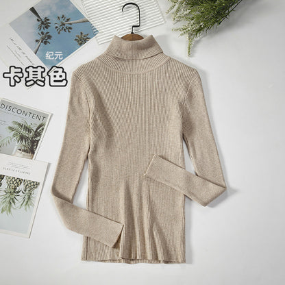 KKBOXLY Cross-border long-sleeved turtleneck bottoming shirt solid color Korean version pullover sweater (24 colors in stock) knitted bottoming sweater