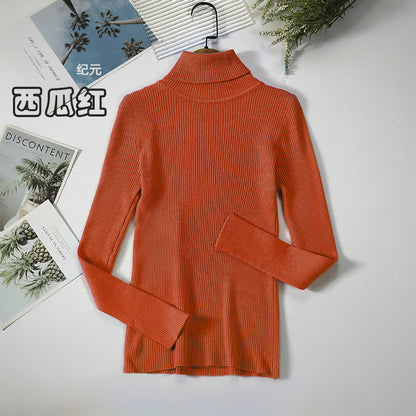 KKBOXLY Cross-border long-sleeved turtleneck bottoming shirt solid color Korean version pullover sweater (24 colors in stock) knitted bottoming sweater
