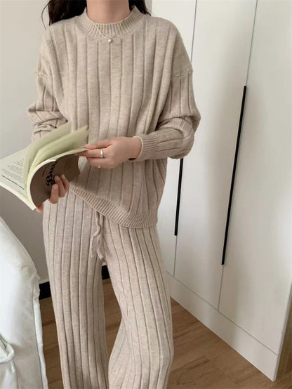 VLOVELAW Lazy wind knitted temperament sweater pants two-piece set women's autumn and winter New new Korean version fashion sweater set tide