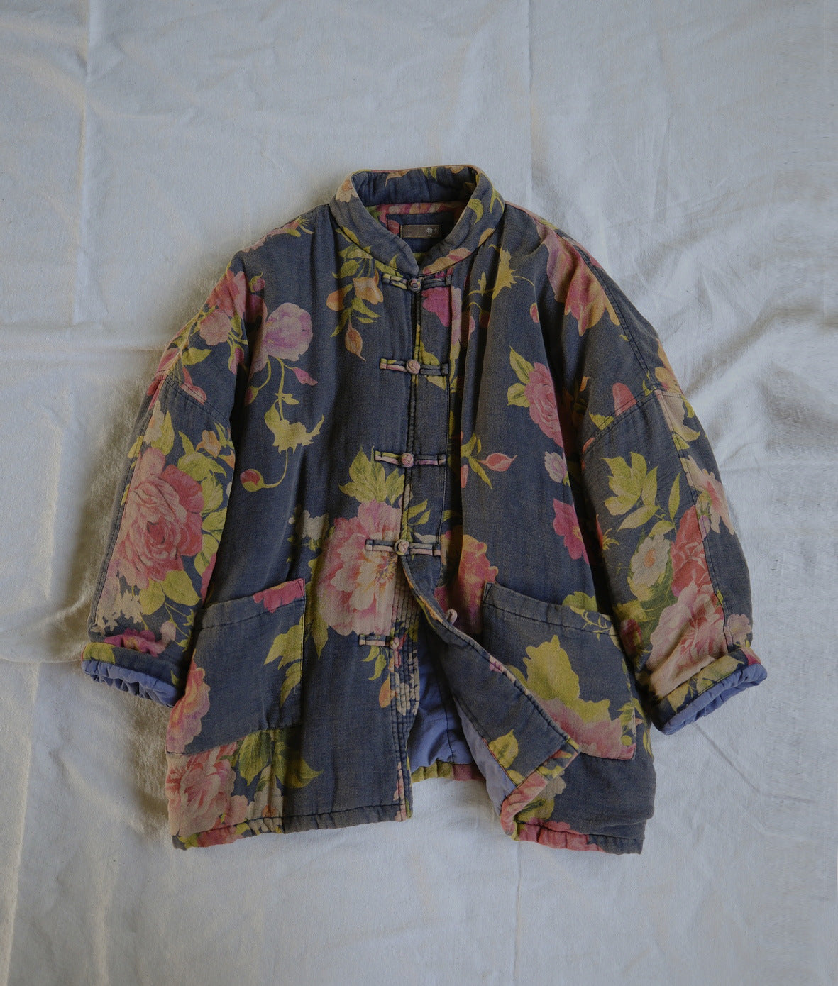 old retro printed loose cotton-padded clothes, heavy industry washed national comfortable casual thickened jacket M22338