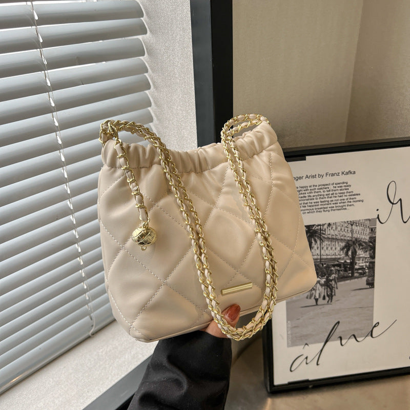 VLOVELAW 2025 Customized New explosive bags bags women's rhombus embroidery thread shoulder bucket bag high-end chain bag crossbody women's bag