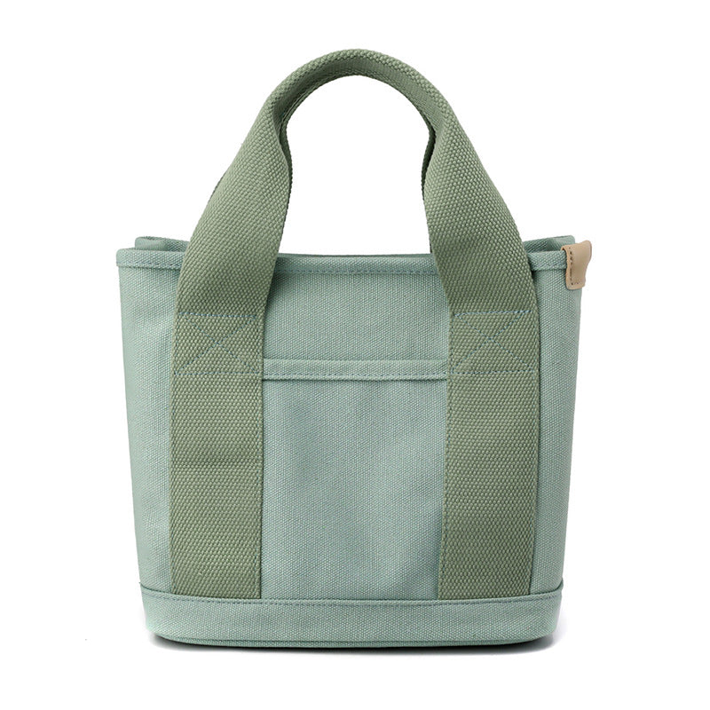 VLOVELAW Small Bag with Zipper Japanese Multi-Layer Bag Niche Lady Shoulder Bag Portable Thickened Canvas Mobile Phone Bucket Tote Bag