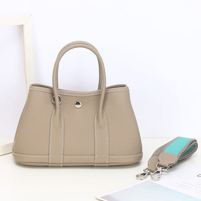 VLOVELAW 2025 New version, first-layer cowhide garden bag, genuine leather, fashionable large-capacity tote bag, wide shoulder strap, shoulder bag, commuter handbag.