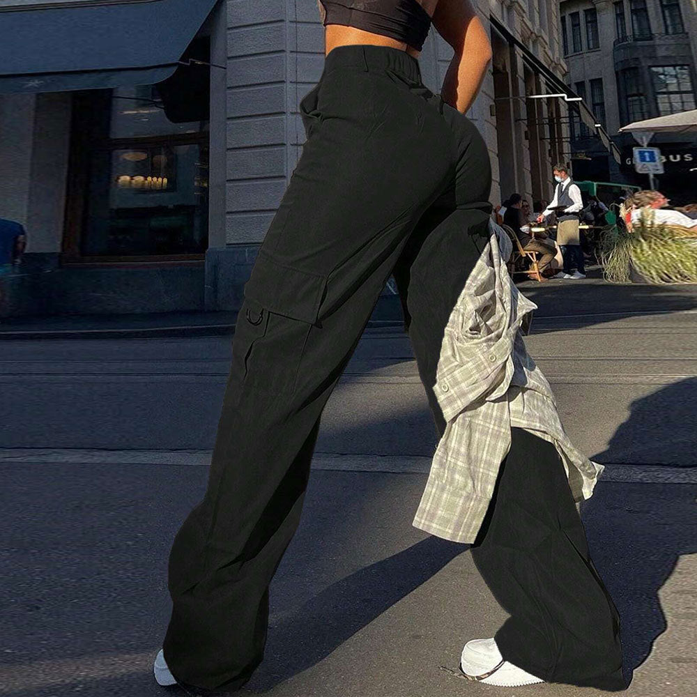 Popular trade women's clothing spring and summer new n tooling style casual pants high waist street loose trousers