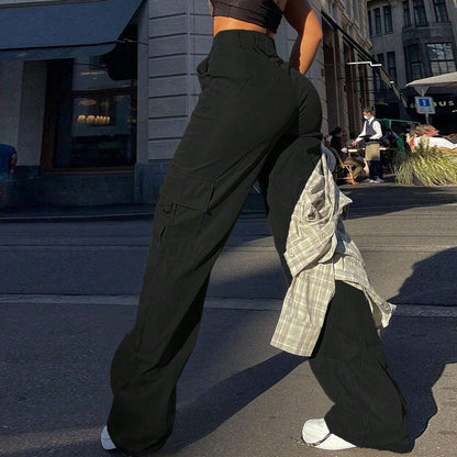 Popular trade women's clothing spring and summer new n tooling style casual pants high waist street loose trousers