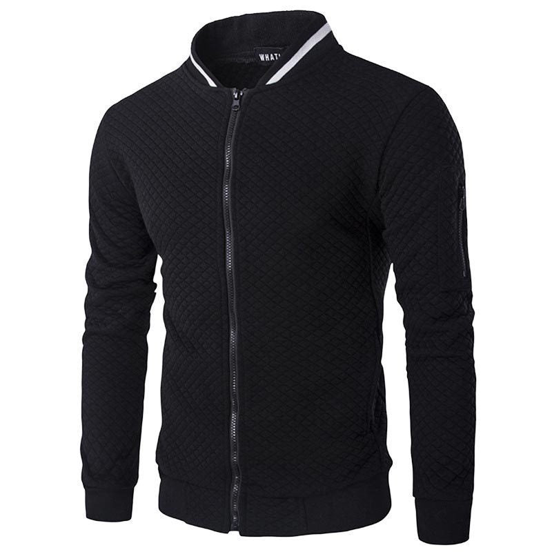 VLOVELAW 2025 new New  sweater zipper stand-up neck sweater jacket men's casual plaid cardigan