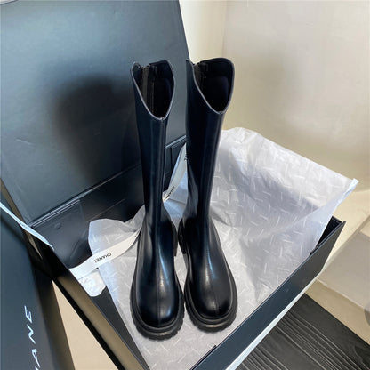 Boots Women's Chelsea Boots White Long Boots popular New Autumn and Winter Thick-soled Martin Boots Tall Knight Boots