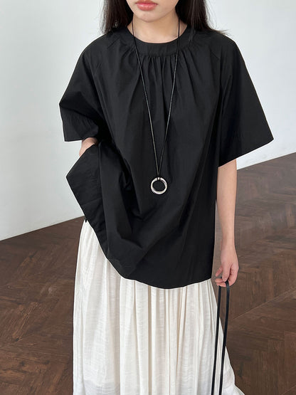 Luxi Korean version back hollow short-sleeved shirt women's summer new lazy wind loose backless shirt top 9733