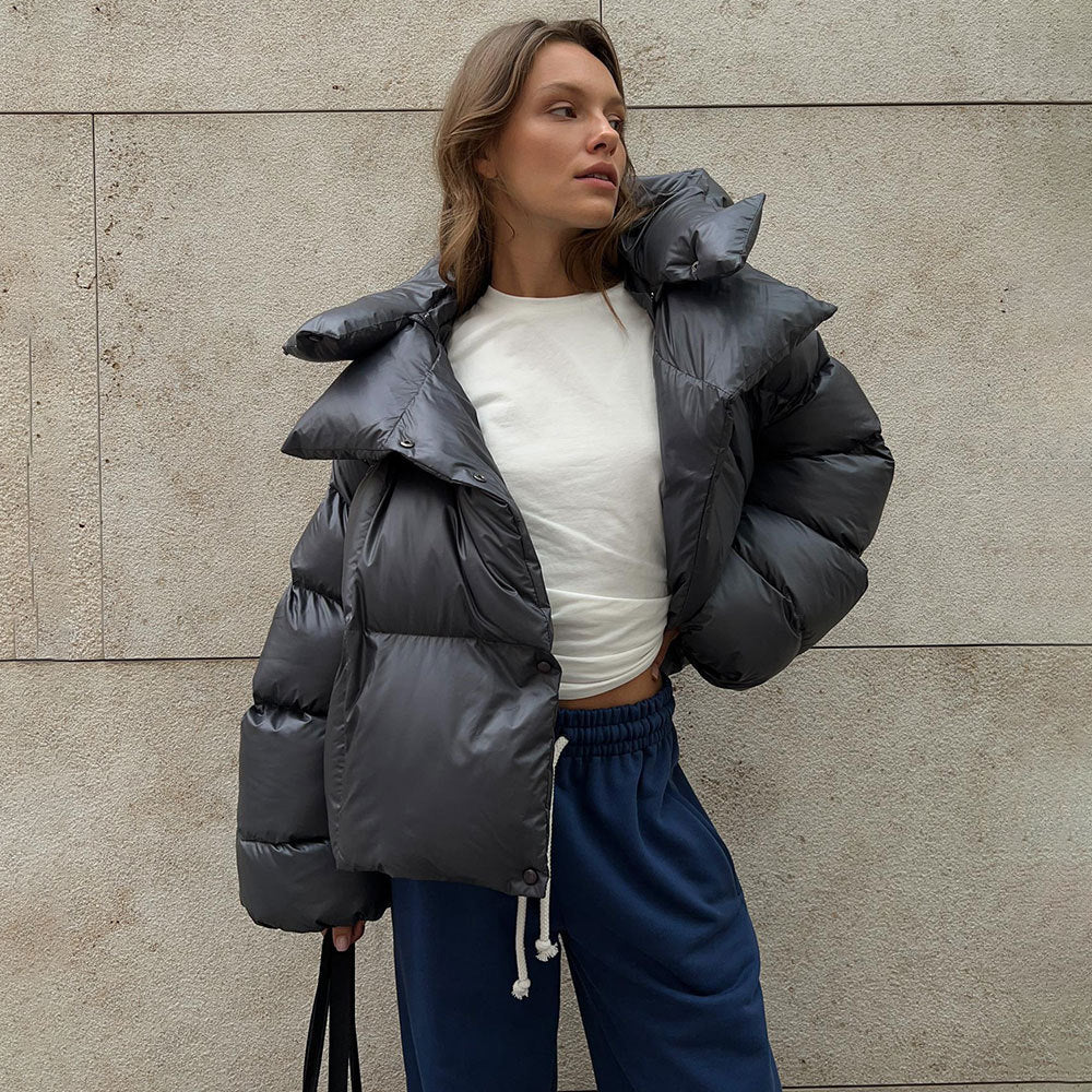 KKBOXLY 2025 cotton-padded clothes New winter women's bread clothes cotton-padded jackets trendy personalized street short hooded cotton-padded jackets