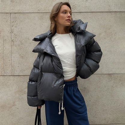 KKBOXLY 2025 cotton-padded clothes New winter women's bread clothes cotton-padded jackets trendy personalized street short hooded cotton-padded jackets
