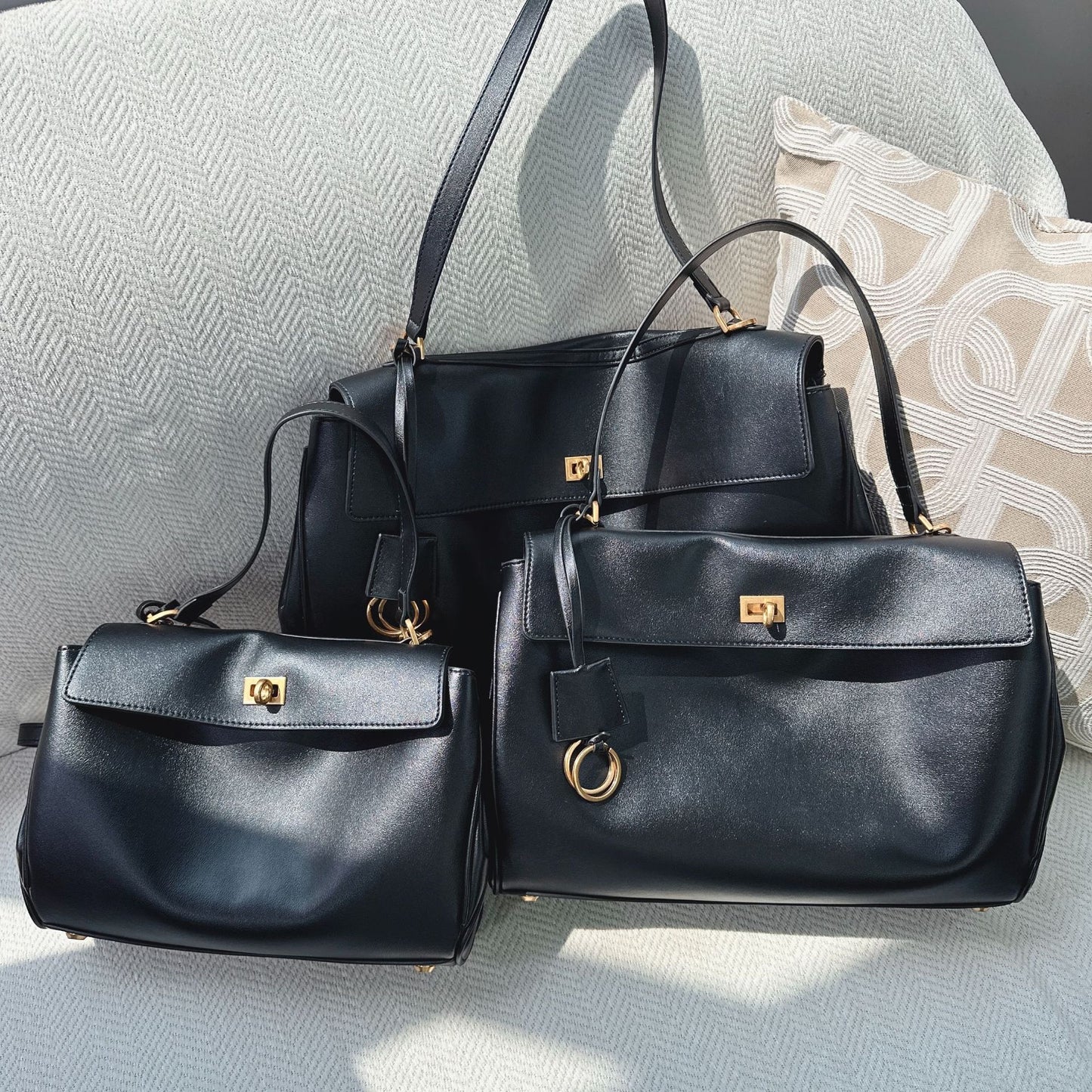 VLOVELAW New Genuine Leather Rodeo Tote Bag Large Capacity Lock Kelly Bag Leisure Commute Shoulder Messenger Bag for Women