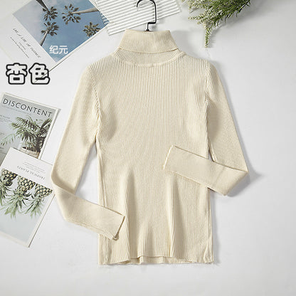 KKBOXLY Cross-border long-sleeved turtleneck bottoming shirt solid color Korean version pullover sweater (24 colors in stock) knitted bottoming sweater