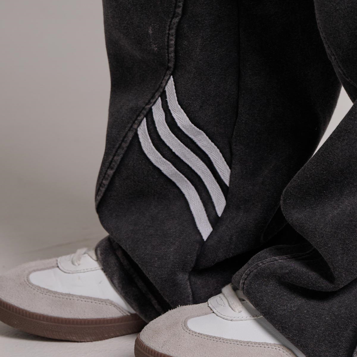 2025 2025n retro old striped spliced sweatpants sweatpants autumn and winter new versatile washed drawstring sweatpants casual pants