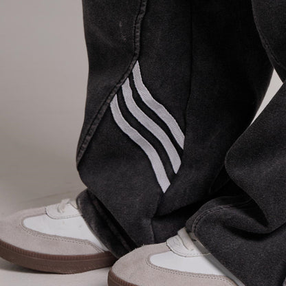 2025 2025n retro old striped spliced sweatpants sweatpants autumn and winter new versatile washed drawstring sweatpants casual pants