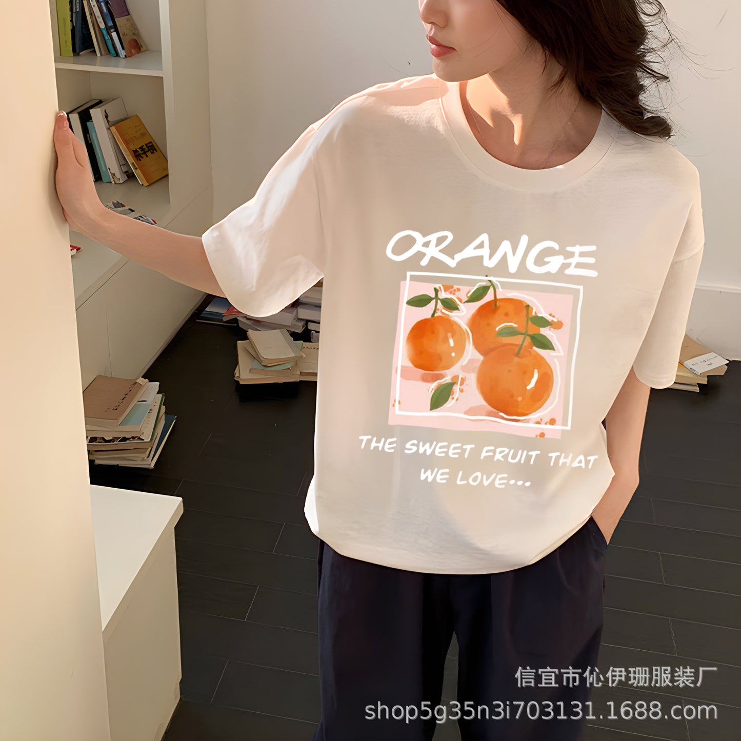 VLOVELAW Summer Women's Cotton Short-Sleeved T-shirts Women's  New Versatile Simple Style Loose Half-Sleeve Top Ins Trendy White
