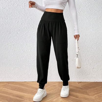 Hot Trade International Station Hot Sale Fashion Simple Casual Pants Autumn and Winter High Waist Leg Thin Versatile Nine-point Pants Women